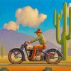 Western Man On Motorcycle paint by numbers