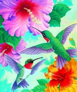 Aesthetic Green Hummingbirds paint by numbers