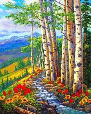 Aesthetic Birch Trees paint by numbers