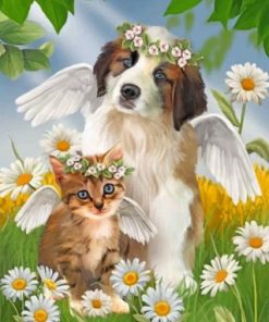 Angel Kitty And Puppy Paint By Numbers