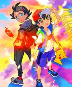 Ash And Gou Pokemon paint by numbers