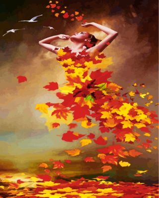 Autumn Leaves Lady paint by numbers