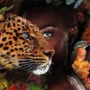 Black African Woman And Leopard paint by numbers