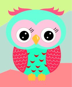 Teal And Pink Owl paint by numbers