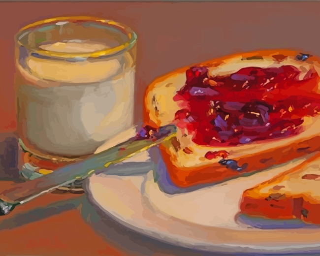 Bread And Milk Still Life Paint By Numbers