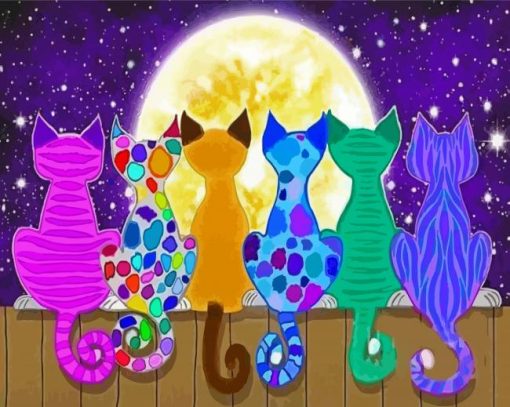 Colorful Night Cats Paint By Numbers