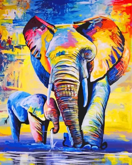 Elephant Little Family paint by numbers