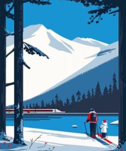 Family Skiing Time painting by numbers