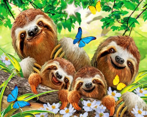 Sloths Family paint by numbers
