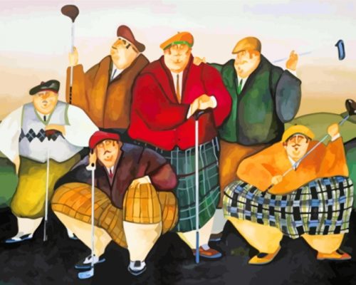 Fat Golfers Paint By Numbers