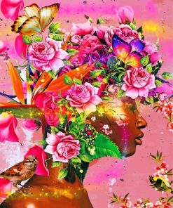 Floral Black Woman Paint By Numbers