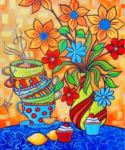 Flowers And Cups paint by numbers