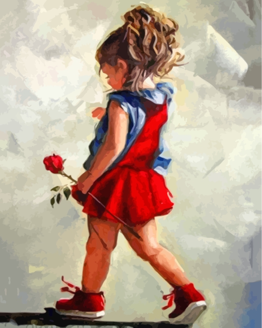 Girl Holding A Rose Paint By Numbers