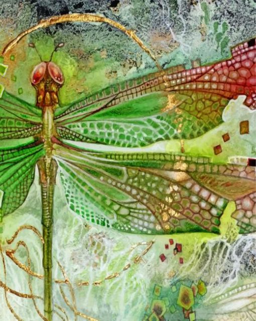 Green Dragonfly paint by numbers