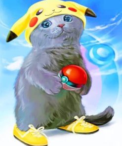 Grey Cat Pokemon paint by numbers