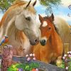 Horses With Birds And Flowers painting by numbers