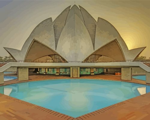 Indian Lotus Temple paint by numbers