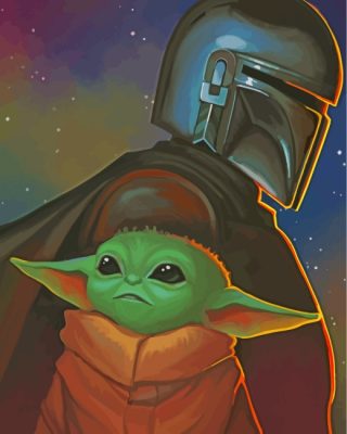 Mando And Baby Yoda paint by numbers