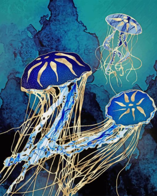 Metallic Jellyfish painting by numbers