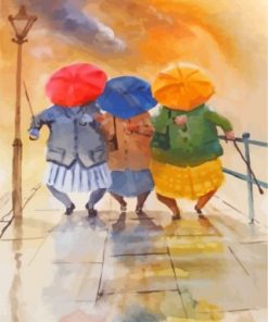 Old Women And Umbrellas paint by numbers