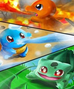 Bulbasaur Charmander And Squirtle paint by numbers