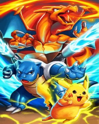 Pokemon And Pikachu And Chrizard Paint By Numbers