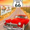 Red Car Route 66 Paint By Numbers