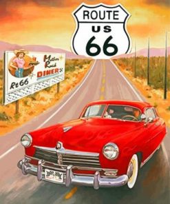 Red Car Route 66 Paint By Numbers