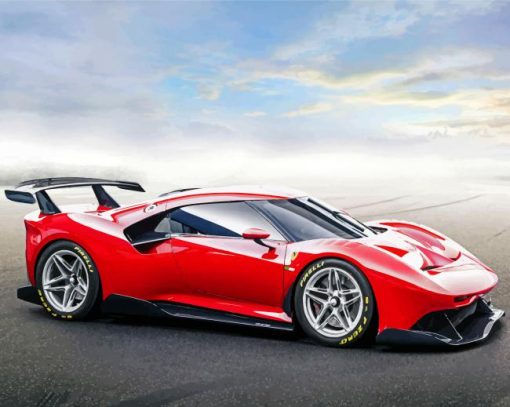 Red Ferrari Race Car paint by numbers