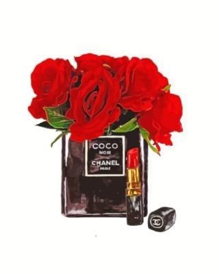 Red Flowers Chanel Noir Paint By Numbers