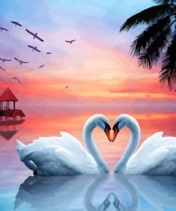 Romantic White Swans paint by numbers
