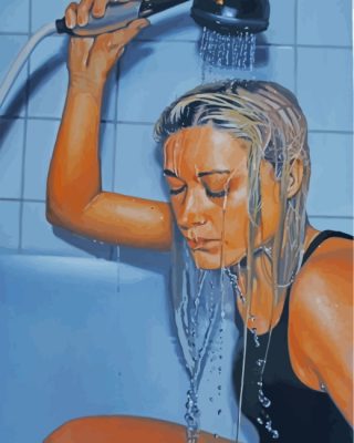 Sad Woman Showering paint by numbers