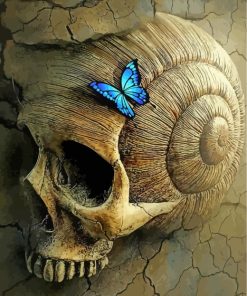 Skeleton And Blue Butterfly Paint By Numbers