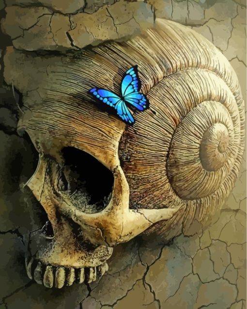 Skeleton And Blue Butterfly Paint By Numbers