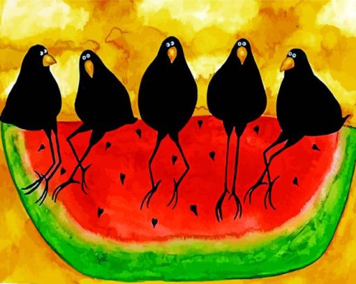 Crows On The Watermelon paint by numbers