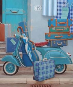 Vintage Scooter And Bags Paint By Numbers