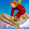 Vintage Skiing Girl Paint By Numbers