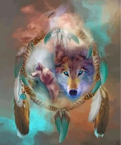 Wolf And Dream Catcher paint by numbers