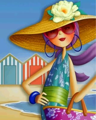 Woman Wearing A Sunhat paint by numbers