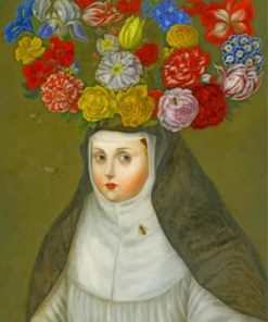 Primitive Woman Wearing Flowers Crown Paint By Numbers