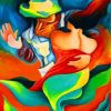 Abstract Dancers paint by numbers
