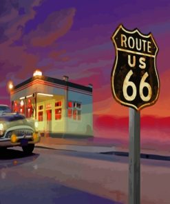 Route 66 At Sunset Paint By Numbers
