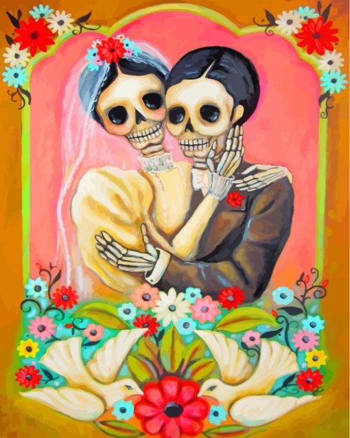 Bride And Groom Skull Paint By Numbers