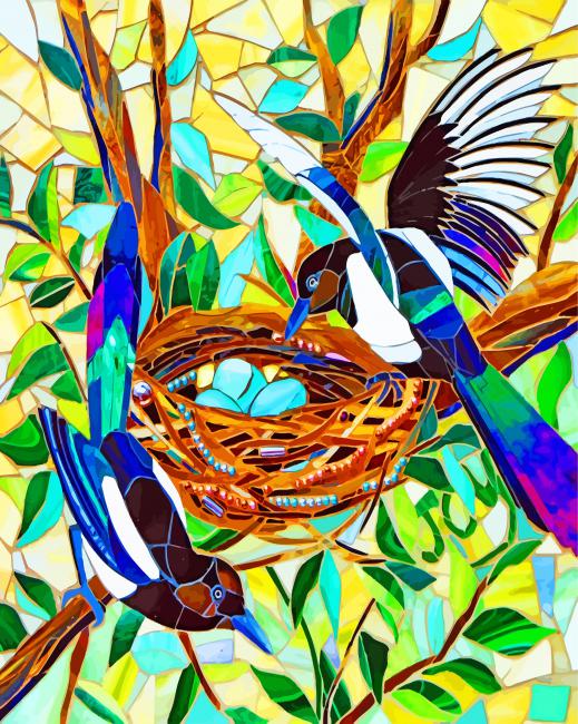 Mosaic Magpie Birds Paint By Numbers