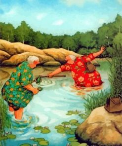 Old Women In River paint by numbers