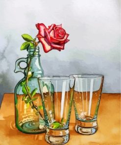 Rose In Glass Bottle paint by numbers