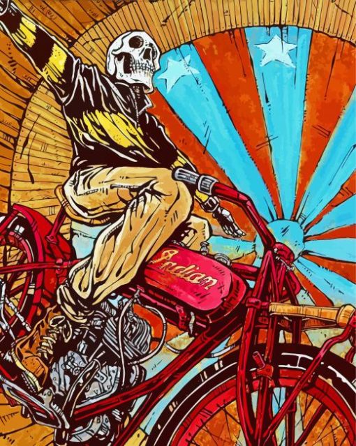 Skull On Motorcycle Paint By Numbers