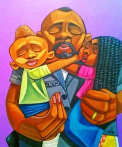 Black Dad And His Kids Paint By Numbers
