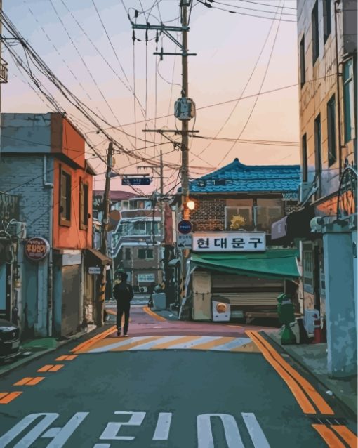 korean street, South Korea paint by numbers