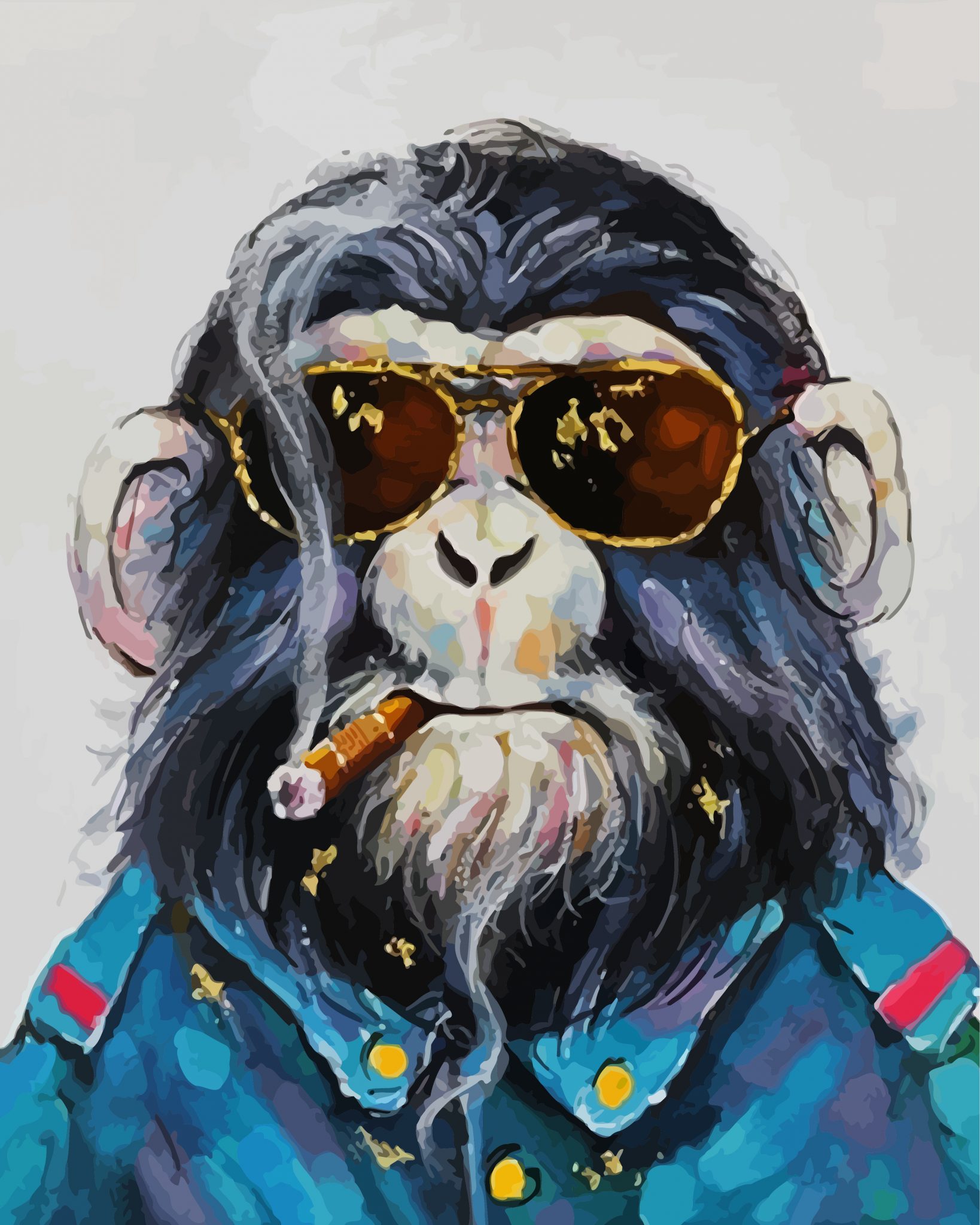 Classy Smoking Monkey Paint By Numbers